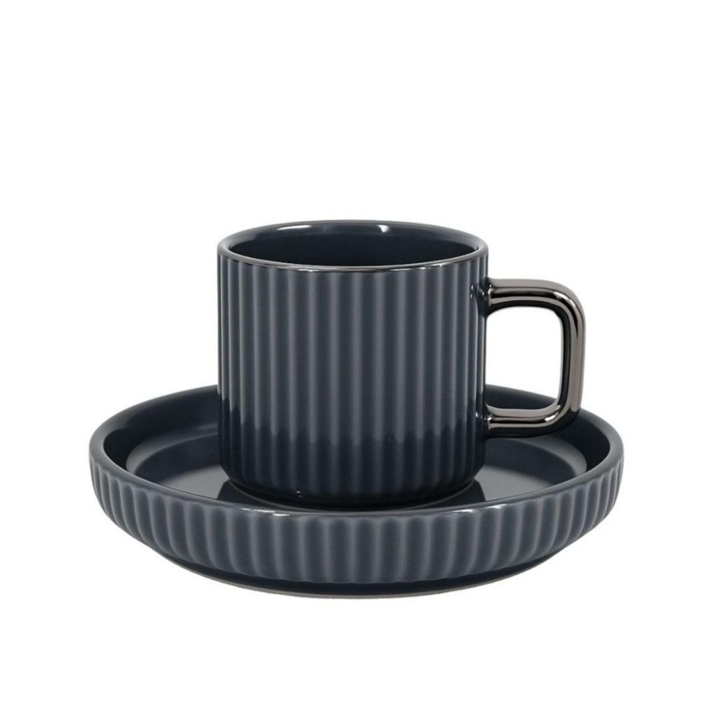 12tlg. Mokka Kaffee Tassen Set, aus Porzellan 100ml, Relief-Design