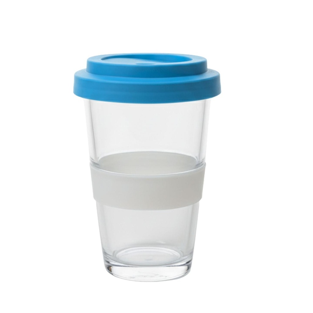 Swiss made Matcha 2 go Glas-Becher 330ml inkl. Deckel (Blau)