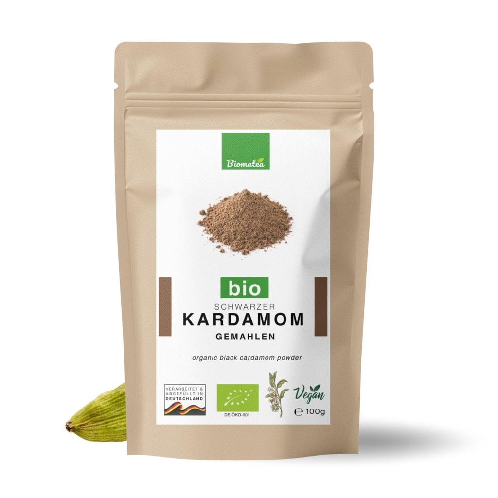 Bio Schwarzer Kardamom Pulver fein gemahlen, 100g