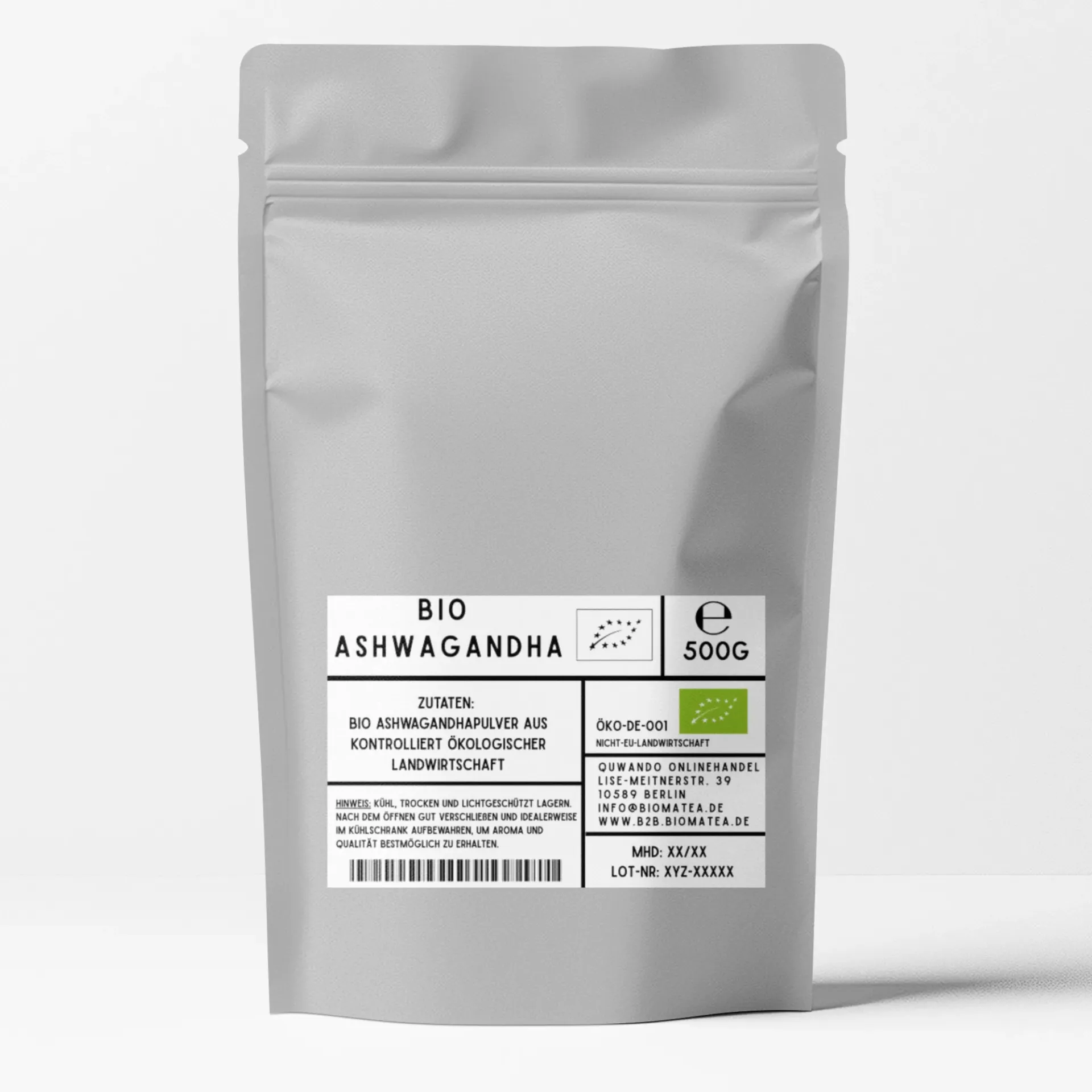 Bio Ashwagandha Wurzel Pulver | fein Gemahlen, 500g