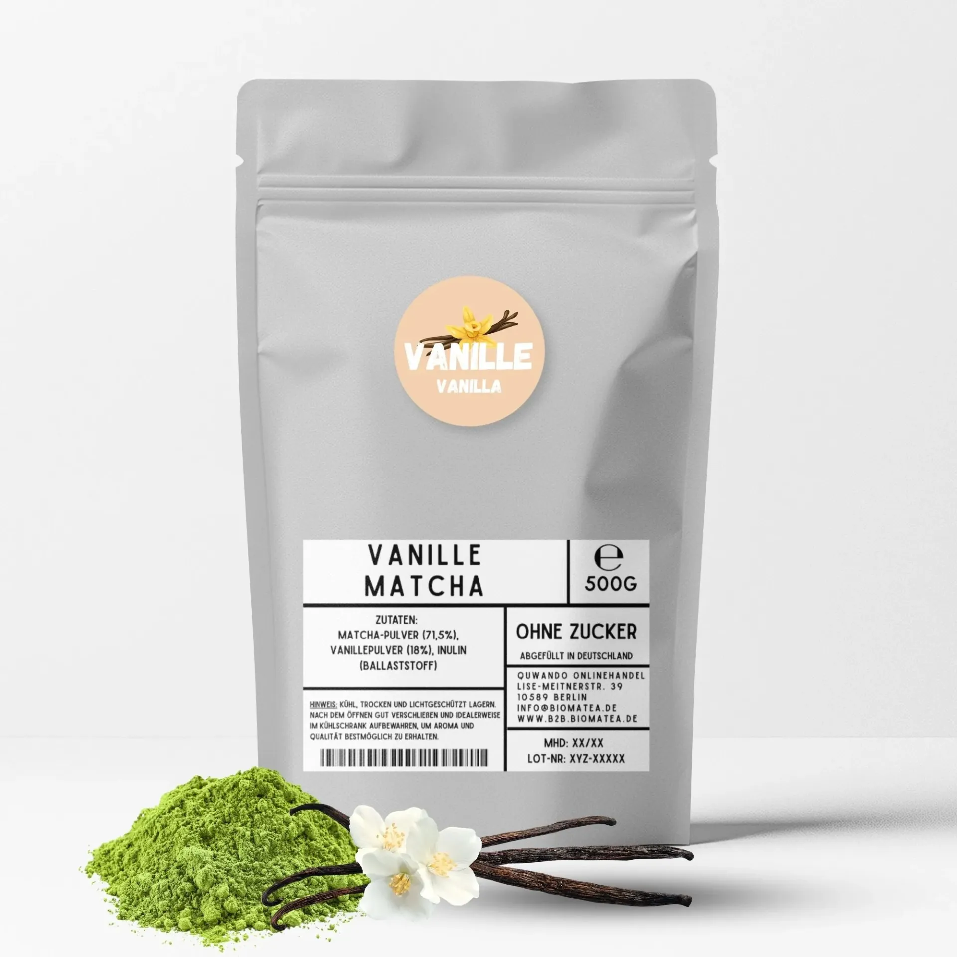 Japanischer Matcha mit Vanille-Pulver, 500 g