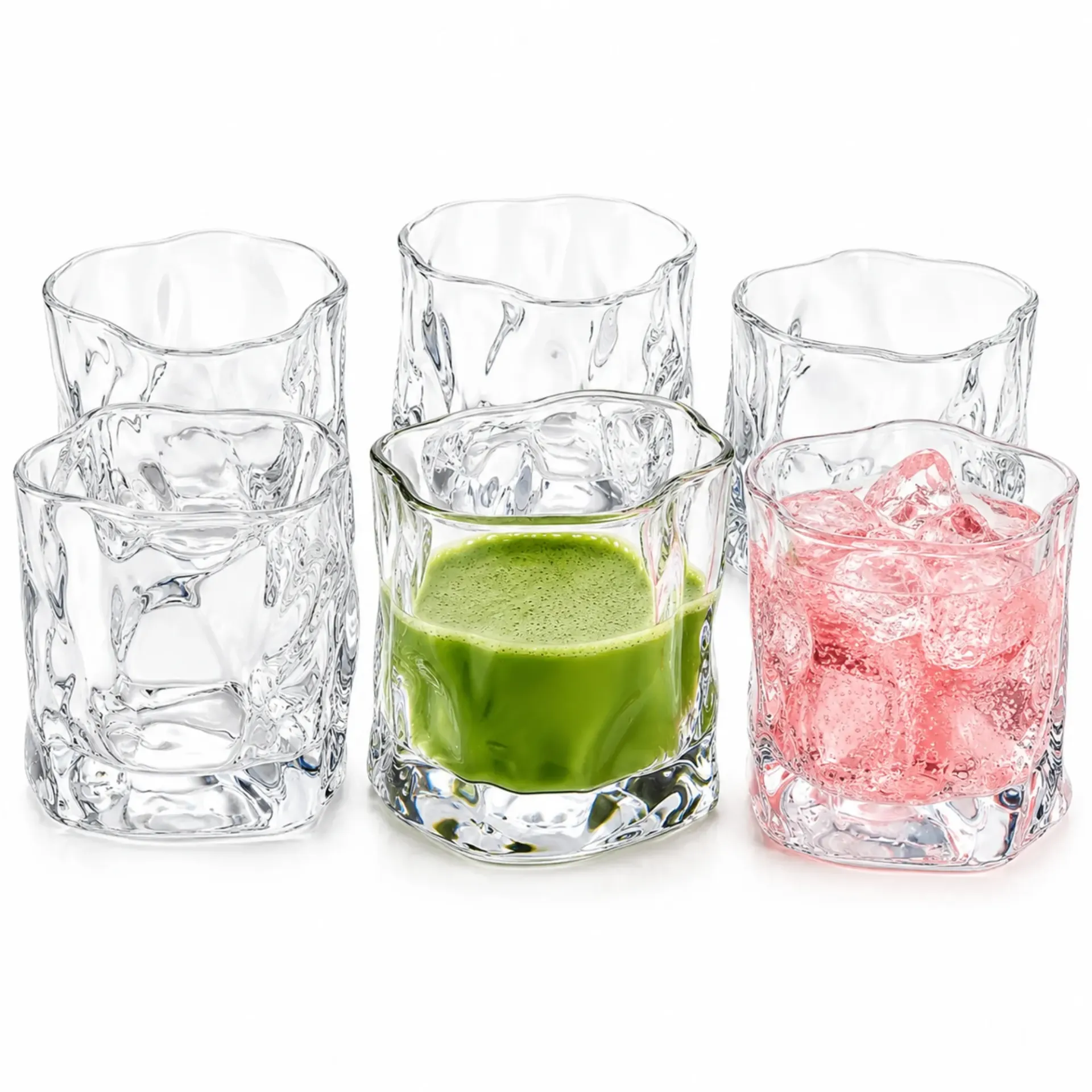 6 Stück Polar Schmelzglas Design Matcha Gläser, 190ml Tumbler Trinkgläser