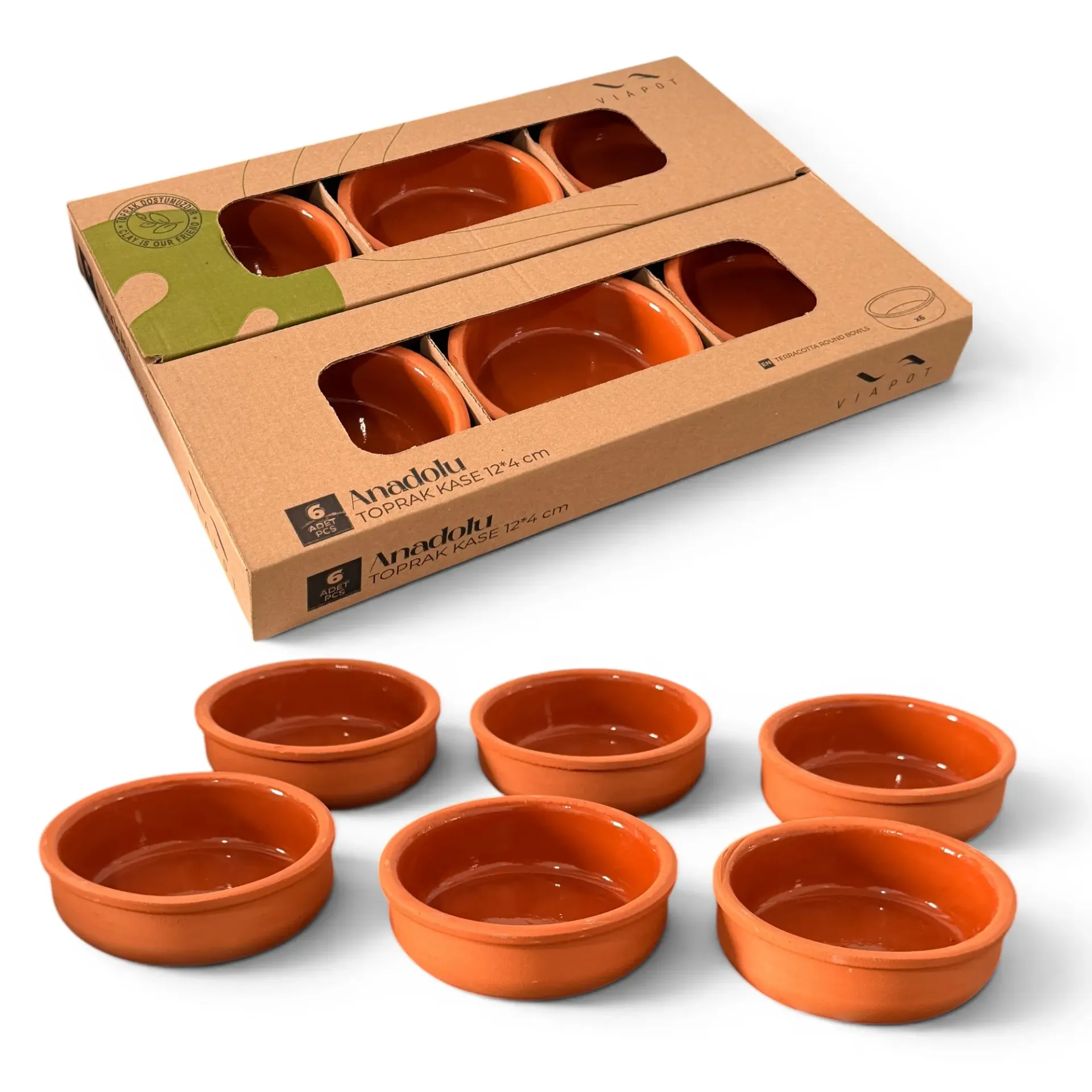 6er pack Tonschalen Set, je 250ml, für tapas, güvec mini auflaufform