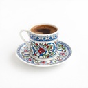 12-teilig für 6 Personen (80ml) - Espressotassen Set & Mokkatassen - Orient Iznik Design Floral - Porzellan Set für Türkischer Kaffee, Mokka