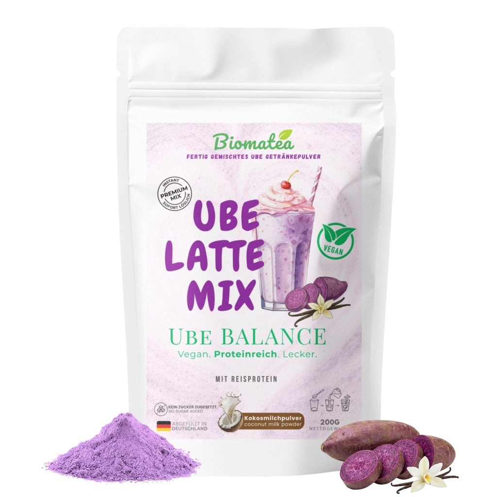 Ube Latte Mix instant "Balance" – Natural Mix (Zuckerfrei & Reisprotein) Yamswurzel Pulver, 200g