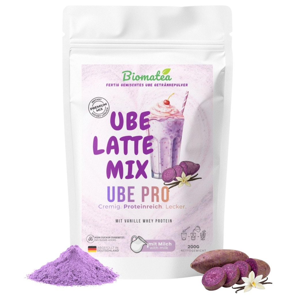 Ube Latte Mix instant "Ube Pro" Protein Latte (Whey & Ohne Zuckerzusatz) Yamswurzel Pulver, 150g